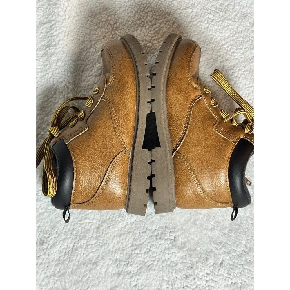 Carter’s Tan Leather Ankle Boots Boy’s Size 11M Laces And Zip Work Boots